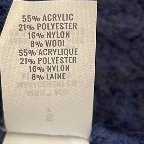 Aerie Navy Blue Wool Fuzzy Ribbed Sweater Tie Cardigan Long Sleeve NWOT - Picture 13 of 13